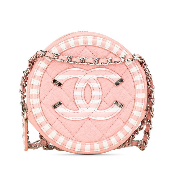 Chanel Handbags - Chanel Caviar Chain Pink Filigree Skin Crossbody Bag CC Pouch Matelasse Mini